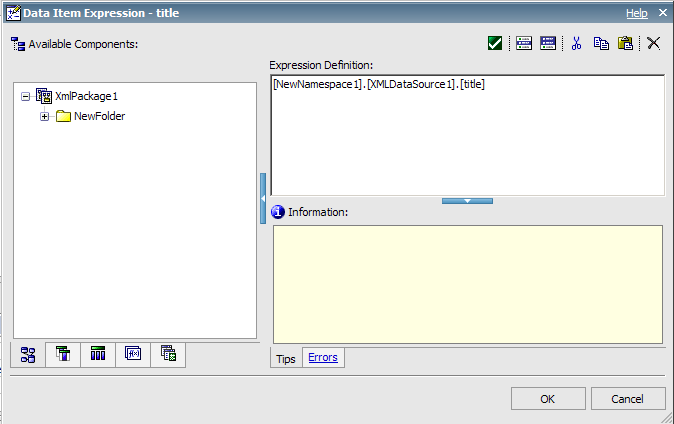 modify query item in data item expression editor