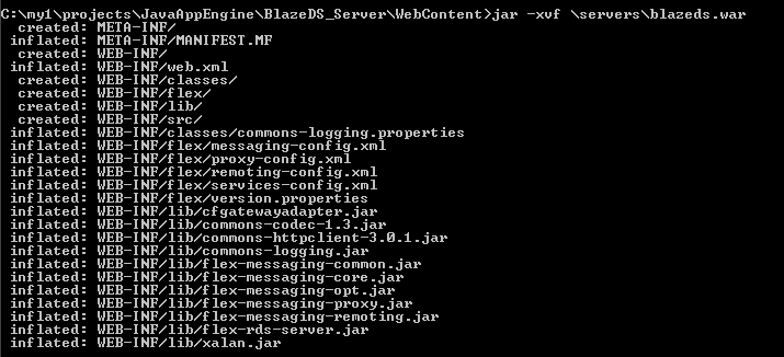 unzip blazeds war in webcontent